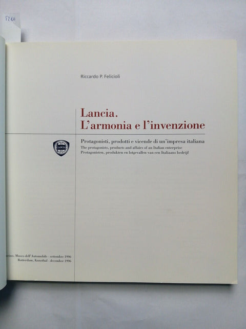 LANCIA L'armonia e l'invenzione. Protagonisti, prodotti - 1996 Felicioli