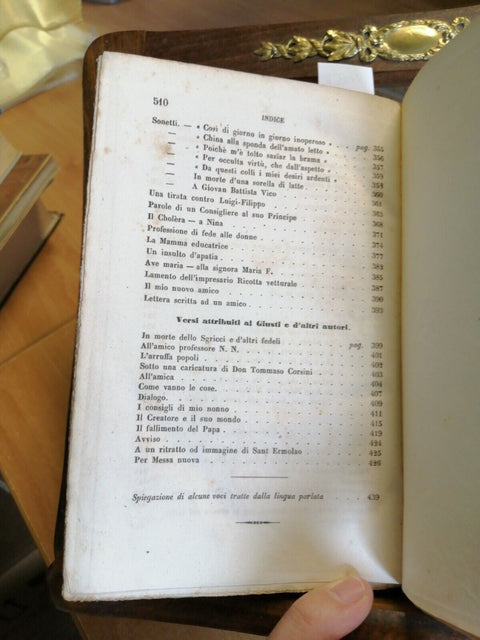 POESIE DI GIUSEPPE GIUSTI 1853 ULTIMA EDIZIONE, VOLUME UNICO - CAPOLAGO (12