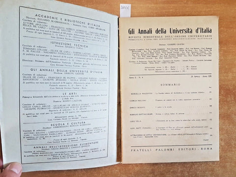 GLI ANNALI DELLA UNIVERSITA' D'ITALIA Anno II nr. 4 Fascismo 1941 Giustini