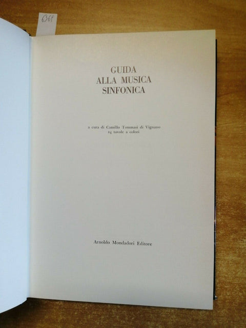 GUIDA ALLA MUSICA SINFONICA - TOMMASI DI VIGNANO 1968 MONDADORI (6369)