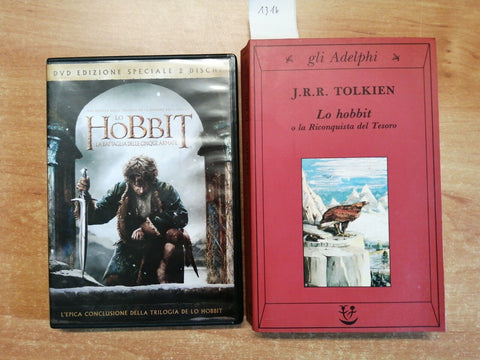 TOLKIEN - LO HOBBIT LIBRO ADELPHI + 2 DVD LA BATTAGLIA DELLE CINQUE ARMATE(