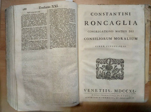 1740 CONSTANTINO RONCAGLIA - UNIVERSA MORALIS THEOLOGIA (2857)VENETIIS