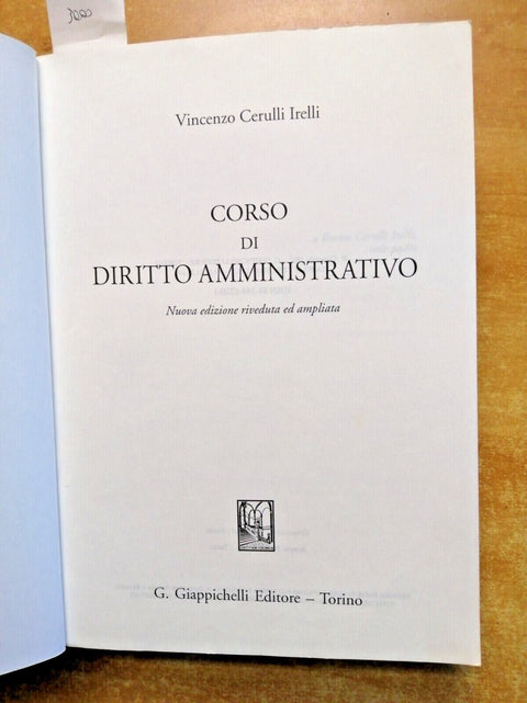 Vincenzo Cerulli Irelli - CORSO DI DIRITTO AMMINISTRATIVO 1997 Giappichelli