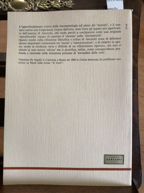 DE ANGELIS - L'ESTETICA DI LUCIANO ANCESCHI - 1983 FENOMENOLOGIA CRITICA (