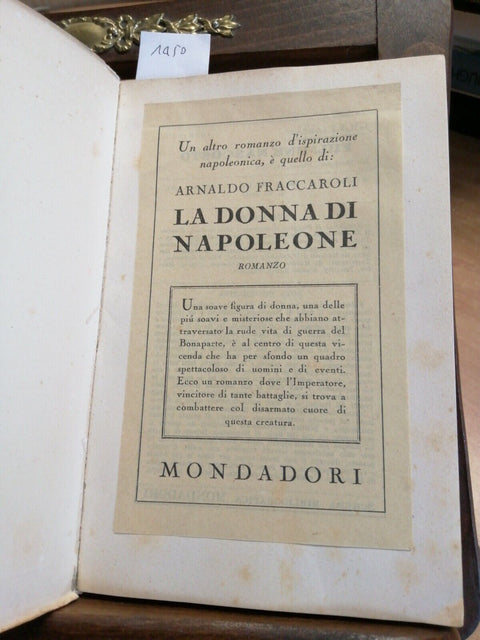 LORENZO GIGLI - FULMINE NASCOSTO FRANCESCO NAPOLEONE II 1942 MONDADORI 1ED.1450