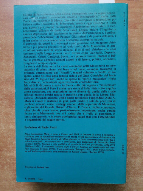 STORIA DELLA MASSONERIA ITALIANA dall'Unit alla Repubblica 1976 MOLA (639