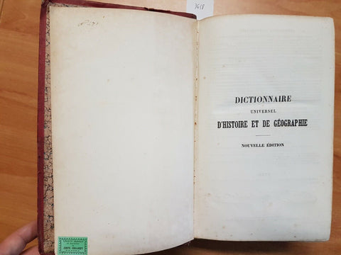 BOUILLET - DICTIONNAIRE UNIVERSEL D'HISTOIRE ET DE GEOGRAPHIE 1861 HACHETTE