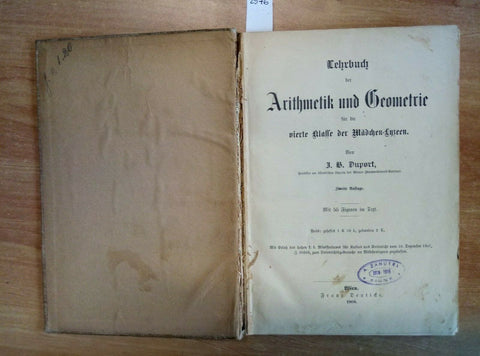 PROF. DUPORT - LEHRBUCHDER ARITHMETIK UND GEOMETRIE 1908 WIEN (2576) 5