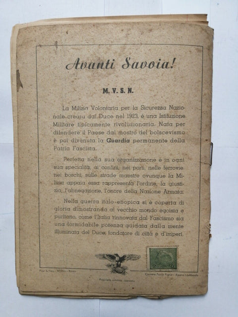 QUADERNO SCRITTO DEPOCA FASCISTA anni 30 Legione Aspromonte Avanti Savoia!2792A
