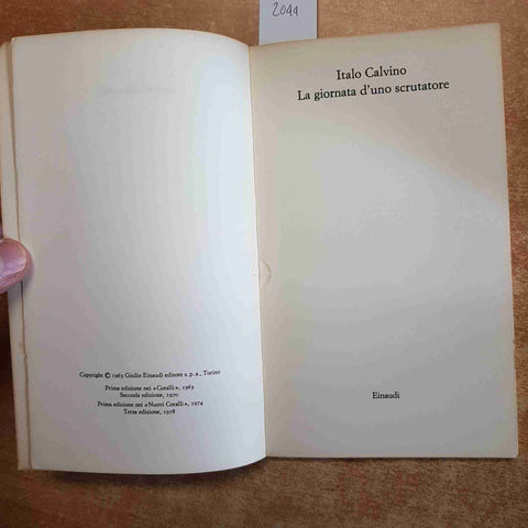ITALO CALVINO - La giornata d'uno scrutatore - 1978 Nuovi Coralli Einaudi