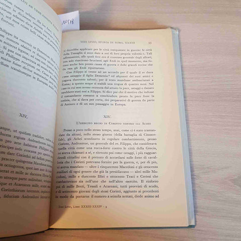 LIVIO - STORIA DI ROMA LIBRI XXXIII XXXIV- PROSATORI DI ROMA - ZANICHELLI - 1971