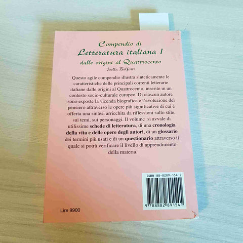 COMPENDIO DI LETTERATURA ITALIANA I DALLE ORIGINI AL QUATTROCENTO - NEWTON -2001