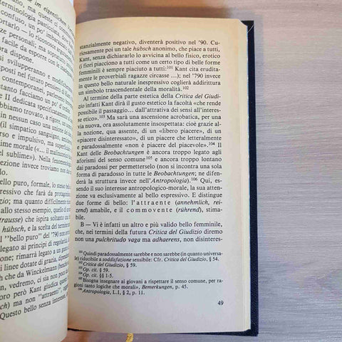 KANT OSSERVAZIONI SUL SENTIMENTO DEL BELLO E DEL SUBLIME - FABBRI EDITORI - 1996
