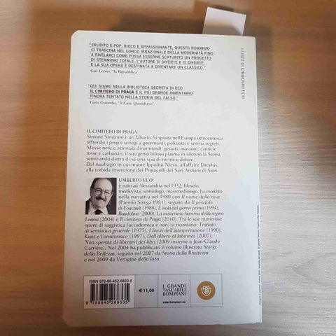 IL CIMITERO DI PRAGA - UMBERTO ECO - BOMPIANI - 2013