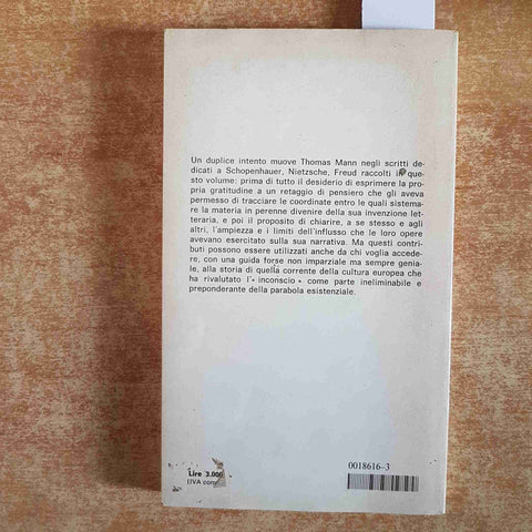 THOMAS MANN SAGGI Schopenhauer Nietzsche Freud 1980 OSCAR MONDADORI