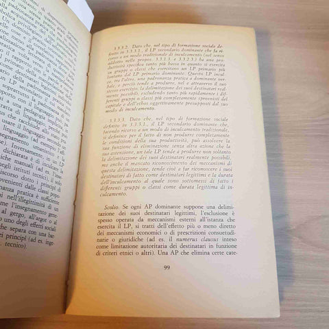 LA RIPRODUZIONE ELEMENTI PER UNA TEORIA DEL SISTEMA SCOLASTICO - BOURDIEU 1972
