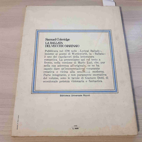 LA BALLATA DEL VECCHIO MARINAIO - SAMULE T. COLERIDGE mario luzi DORE' BUR 1973