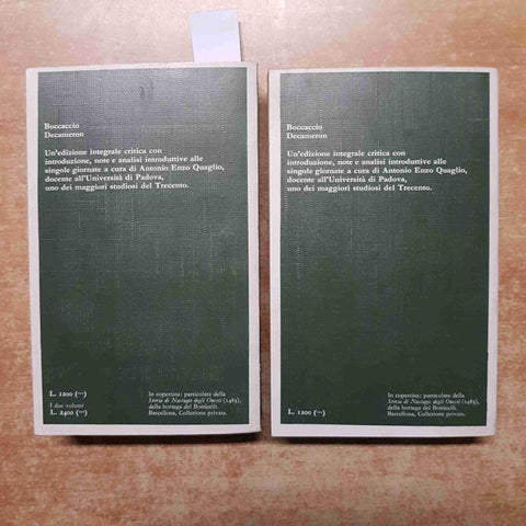 BOCCACCIO - DECAMERON 2 volumi GARZANTI 1974