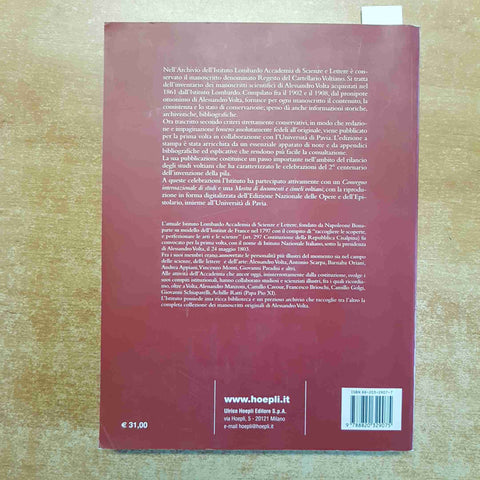 REGESTO DEI MANOSCRITTI DEL CARTELLARIO VOLTIANO universita pavia HOEPLI 2002
