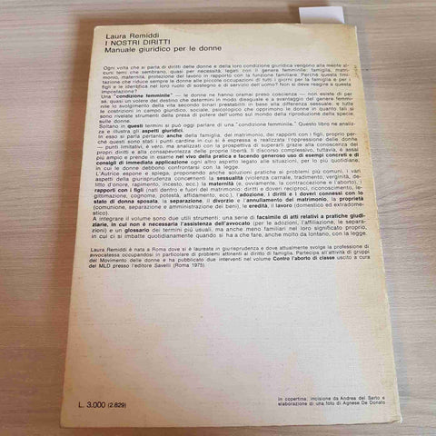 I NOSTRI DIRITTI MANUALE GIURIDICO PER LE DONNE - REMIDDI - FELTRINELLI - 1976