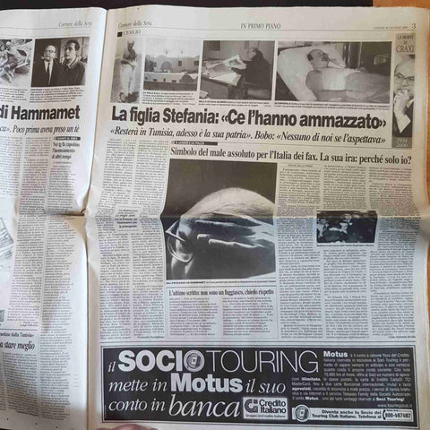 CORRIERE DELLA SERA 20 GENNAIO 2000 CRAXI MORTE A HAMMAMET montanelli socialismo