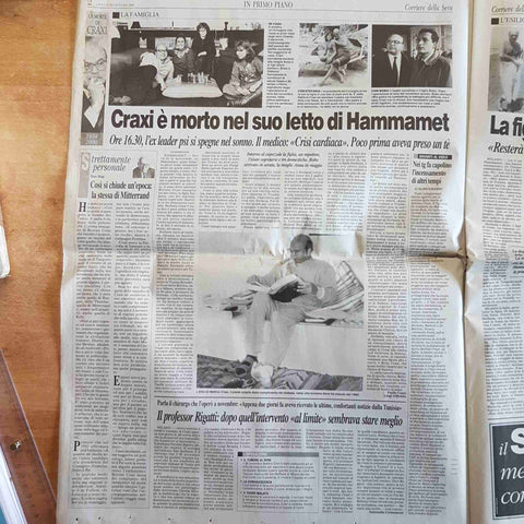 CORRIERE DELLA SERA 20 GENNAIO 2000 CRAXI MORTE A HAMMAMET montanelli socialismo