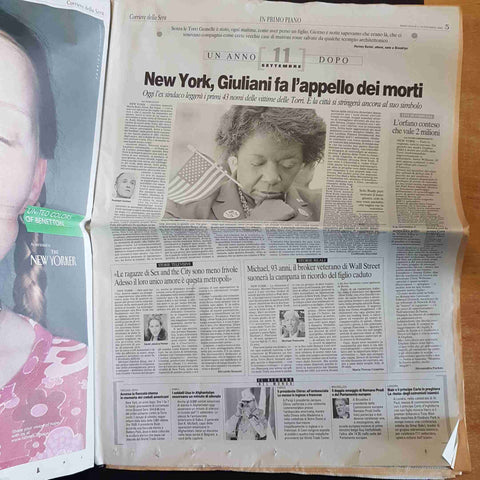 CORRIERE DELLA SERA 11 SETTEMBRE 2002 UN ANNO DOPO TORRI GEMELLE ORIANA FALLACI