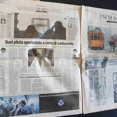 CORRIERE DELLA SERA 19 APRILE 2002 AEREO CONTRO IL PIRELLONE MILANO gino fasulo