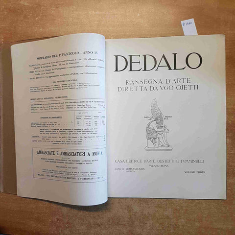 DEDALO UGO OJETTI 1928 RASSEGNA D'ARTE bestetti PARMIGIANINO CASTIGLIONE OLONA