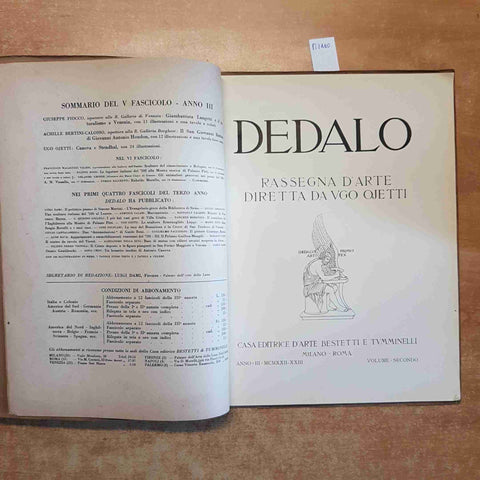 DEDALO UGO OJETTI 1922 bestetti GIAMBATTISTA LANGETTI, HOUDON, CANOVA E STENDHAL