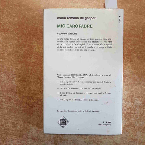 MIO CARO PADRE maria romana DE GASPERI 1979 MORCELLIANA alcide