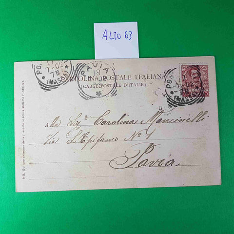 CARTOLINA PONTREMOLI PIAZZA MUNICIPIO1902 VIAGGIATA SCRITTA