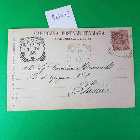 CARTOLINA BOBBIO PANORAMA DA LEVANTE 1902 VIAGGIATA SCRITTA
