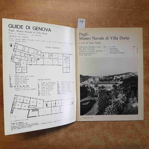 GUIDE DI GENOVA PEGLI: MUSEO NAVALE DI VILLA DORIA 50 SAGEP 1977 LAURA SECCHI