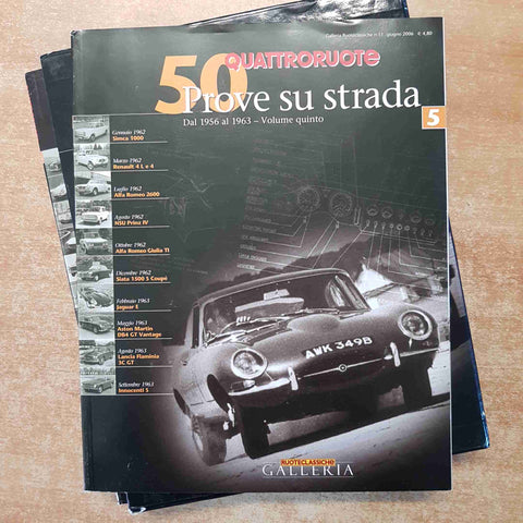 50 PROVE SU STRADA DAL 1956 AL 1963 QUATTRORUOTE 5 voumi + cofanetto EDIT. DOMUS