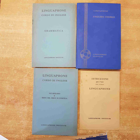 LINGUAPHONE CORSO DI INGLESE 16 VINILI 78 GIRI + 4 VOLUMETTI + 1 VALIGETTA 1958