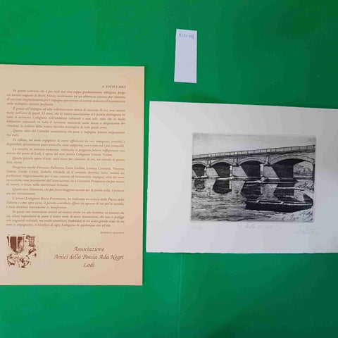ACQUAFORTE VITTORIO VAILATI 1993 IL PONTE DI LODI 48/70 + scheda AUTOGRAFATA