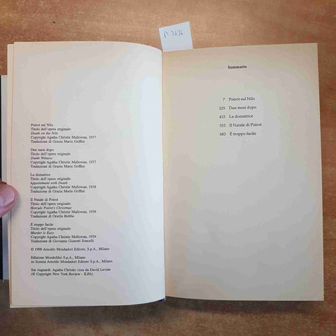 AGATHA CHRISTIE CINQUE ROMANZI 1999 MONDOLIBRI nilo domatrice natale poirot