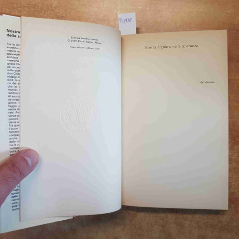 MANLIO CANCOGNI NOSTRA SIGNORA DELLA SPERANZA 1980  PRIMA EDIZIONE RIZZOLI