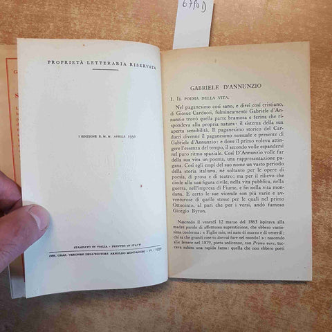 GABRIELE D'ANNUNZIO - LA FIACCOLA SOTTO IL MOGGIO 1950 MONDADORI