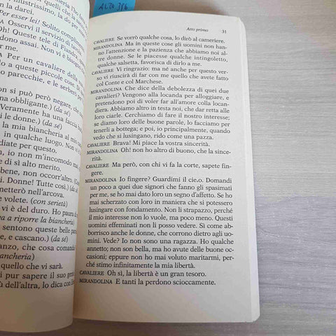 LA LOCANDIERA - CARLO GOLDONI - MONDADORI - 2012