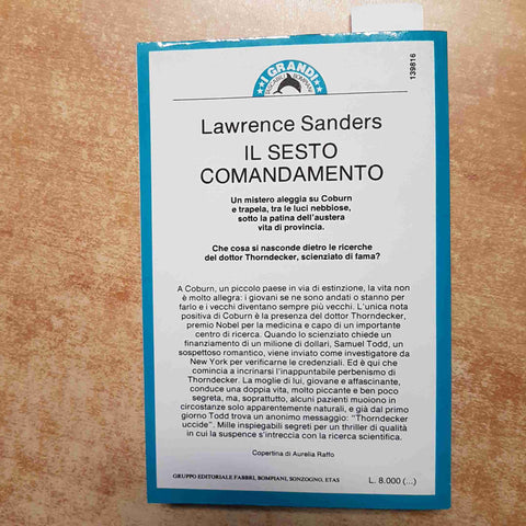 LAWRENCE SANDERS - BOMPIANI - IL SESTO COMANDAMENTO thriller orrore 1987
