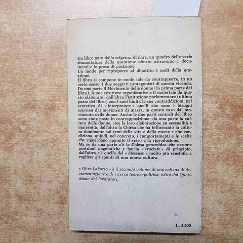 OLTRE L'ABORTO POSIZIONI E DOCUMENTI DEL MOVIMENTO DELLE DONNE 1981