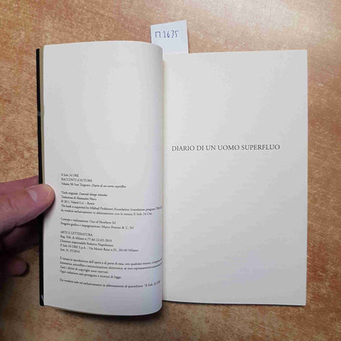 IVAN TURGENEV - DIARIO DI UN UOMO SUPERFLUO - IL SOLE 24 ORE 2016