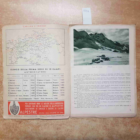 NEVE IN MONTAGNA TONALE GUIDE AUTOSCIATORIE 1939 ARTI GRAFICHE SERIE 1 N. 11