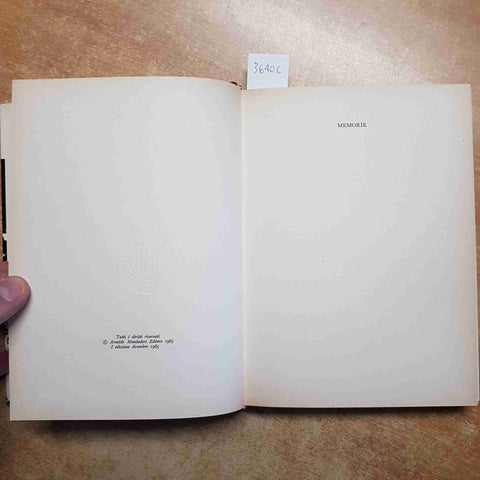 GIUSEPPE DALLA TORRE MEMORIE 1965 MONDADORI prima edizione L'OSSERVATORE ROMANO