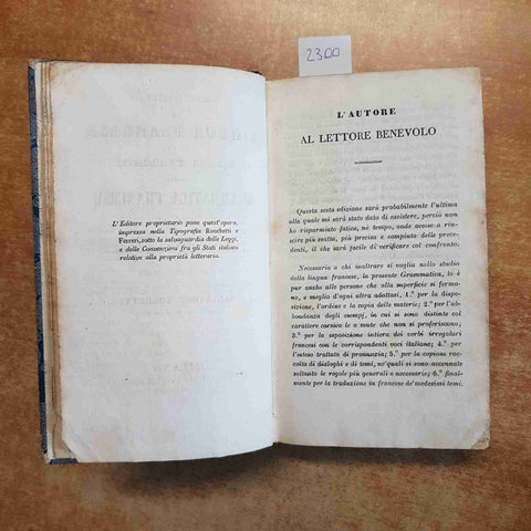 CORSO COMPLETO DI LINGUA FRANCESE AD USO DEGLI ITALIANI 1843 SALVATORE TORRETTI