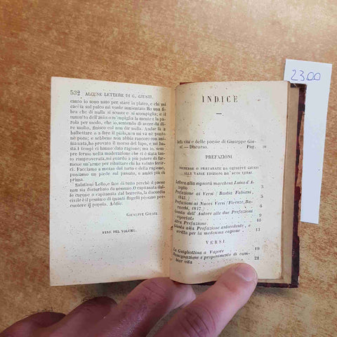 LE POESIE DI GIUSEPPE GIUSTI CON UN DISCORSO SULLA VITA E LE OPERE 1860 FIRENZE