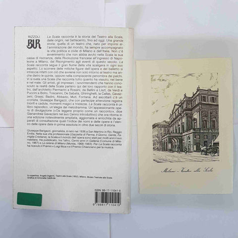 GIUSEPPE BARIGAZZI - LA SCALA RACCONTA BUR RIZZOLI 1991 CON CARTOLINA milano