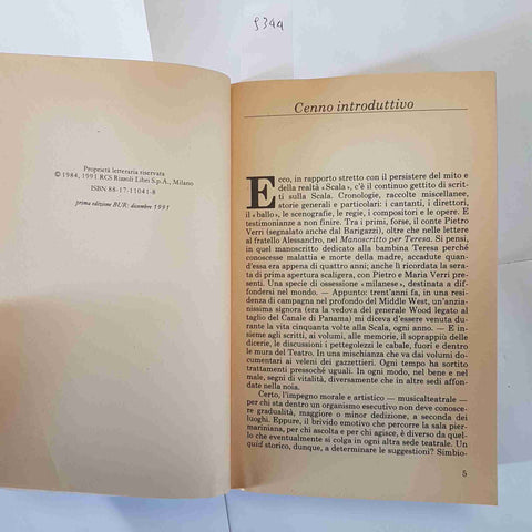 GIUSEPPE BARIGAZZI - LA SCALA RACCONTA BUR RIZZOLI 1991 CON CARTOLINA milano